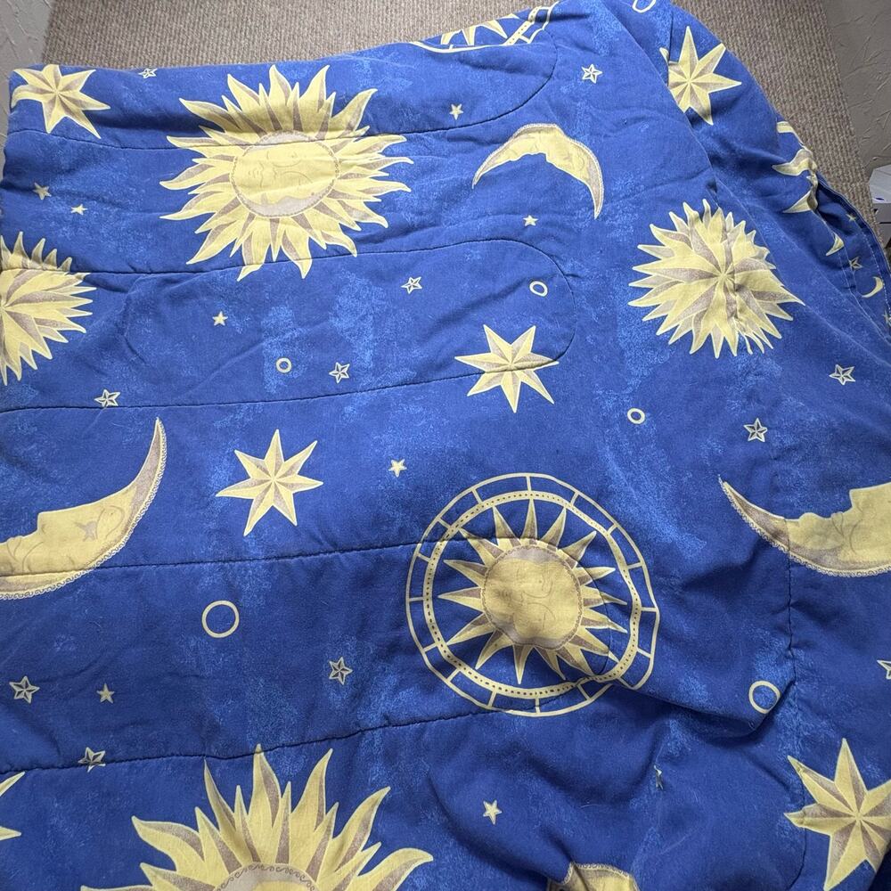 Cosmos Celestial Sun Moon Stars FULL SIZE COMFORTER Blanket 90's Vintage